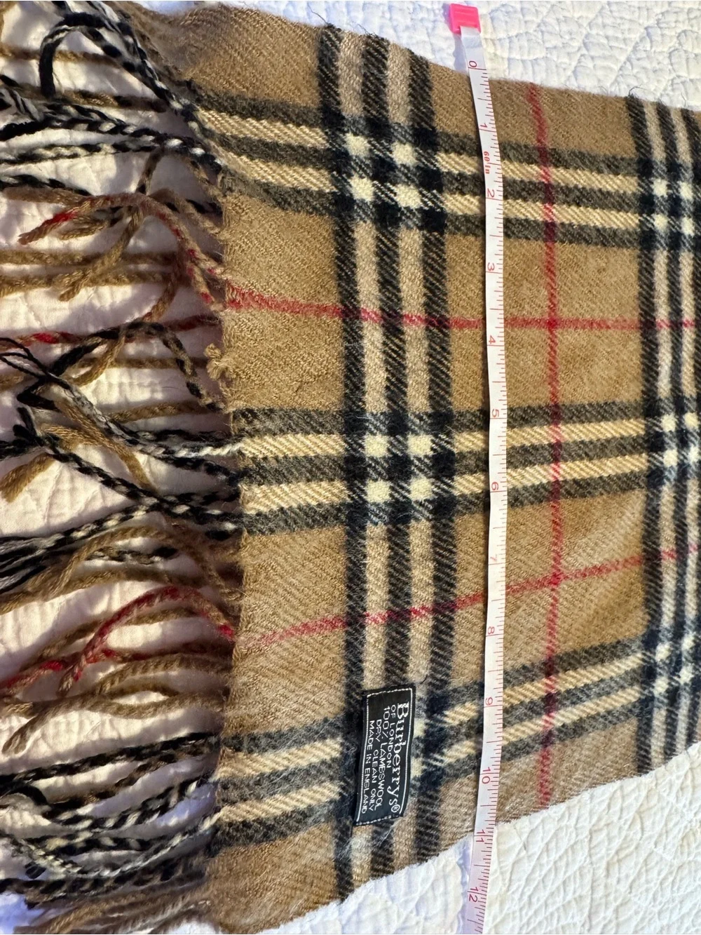 Burberrys of London Vintage 100% Lambswool Classic Tan Nova Check Scarf W/COA - Picture 7 of 10